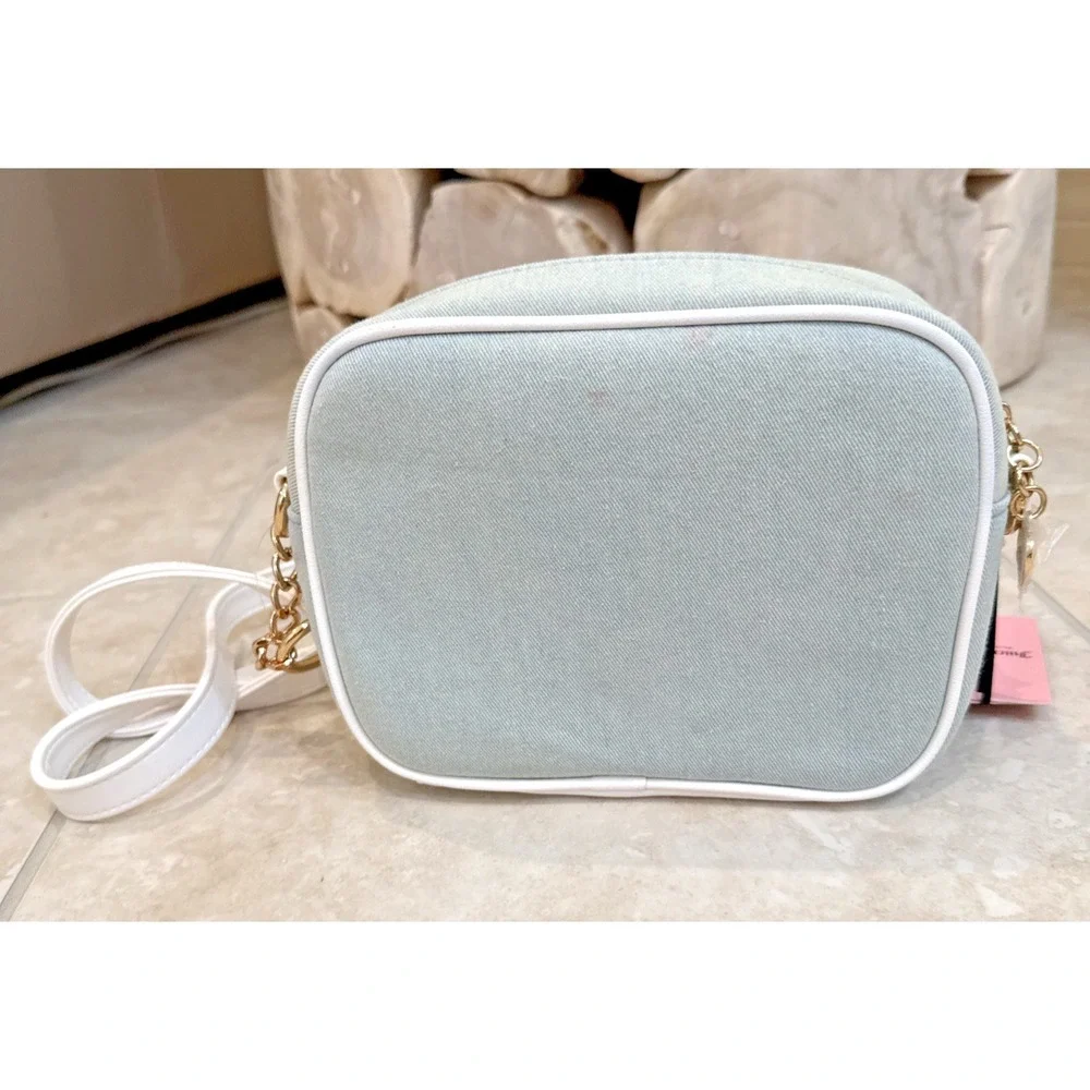 NWT Juicy Couture Light Blue Washed Denim Heritage Crossbody Camera Bag Purse